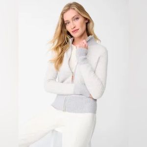 J. Mclaughlin Women's Grey Full Zipper Cashmere Sweater Jacket Medium